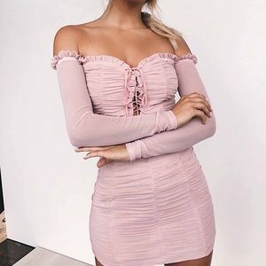 Tiger Mist Pink Off-Shoulder Dress